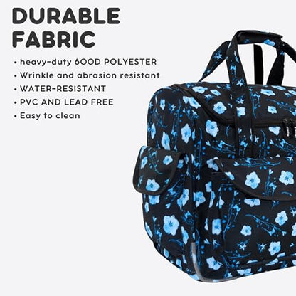 J World Donna Rolling Tote Bag on Wheels for Women. Roller Laptop Briefcase. Overnight Weekender Teachers Work, Night Bloom - color: Night Bloom