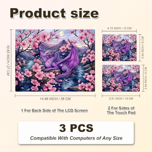 Universal Laptop Skin Sticker Decal 11-15.6 Inches, Cherry Blossom Dragon | Reusable Vinyl Sticker for 12.1 13 13.3 14 15.4 Inches Notebook PC, Scratch Resistant Waterproof, Easy to Trim & Apply - color: Cherry Blossom Dragon