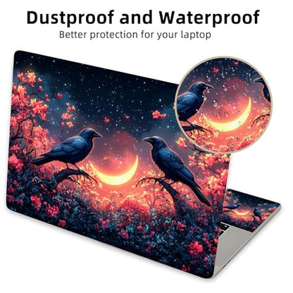 Aesthetic Laptop Skin Cover,12-15.6 Inch Universal Vinyl Sticker Decal,Waterproof Scratch-Resistant Notebook Wrap,Removable Residue-Free Protector,Night Ravens Moon - color: Night Ravens Moon