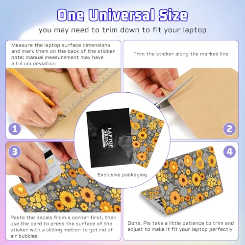 Universal Laptop Skin Sticker Decal, Compatible with MacBook HP Dell Lenovo 12"-15.6", Reusable Vinyl Notebook Cover 3PCS Set, High-Recognition Film-Yellow Daisies - color: Yellow Daisies