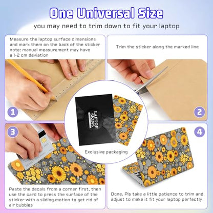 Universal Laptop Skin Sticker Decal, Compatible with MacBook HP Dell Lenovo 12"-15.6", Reusable Vinyl Notebook Cover 3PCS Set, High-Recognition Film-Yellow Daisies - color: Yellow Daisies