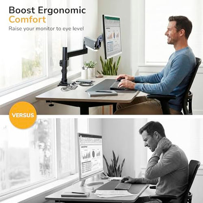 Mount-It! Ultrawide Monitor Arm, Heavy-Duty Gas Spring Desk Mount for 17–35” Curved Screens up to 33 lbs, Full Motion Height Adjustable Monitor Arm with USB 3.0 & Audio Ports, VESA 75/100/200