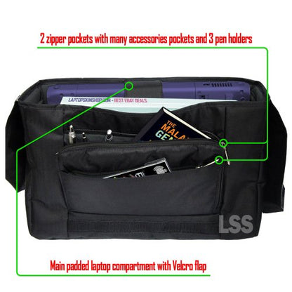 LSS 15” 15.6 inch Laptop Padded Compartment Shoulder Messenger Bag, Carrying Case for 14" 15" 15.6" & Smaller Size Notebook - color: White Rose, size: 15 inch