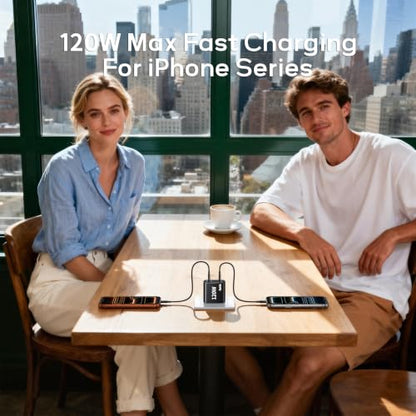 120W Fast Charger USB C - 2 Pack 65W PD Dual Port GaN USB C Charging Block, 3.3/3.3/10/10FT USB C Cable for MacBook Air Pro iPhone 17/16/15 Series Samsung Galaxy S25/S24/S23 Ultra Home Office Travel - color: Black