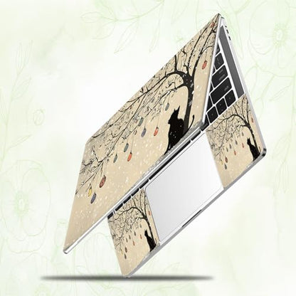 Laptop Skin Sticker Decal, Universal Reusable Vinyl Laptop Cover for 12" 13" 13.3" 14" 15" 15.4" 15.6" Notebook PC, Reusable Waterproof Scratch-Resistant with 2 Wrist Pads,Black Cat Tree - color: Black Cat Tree