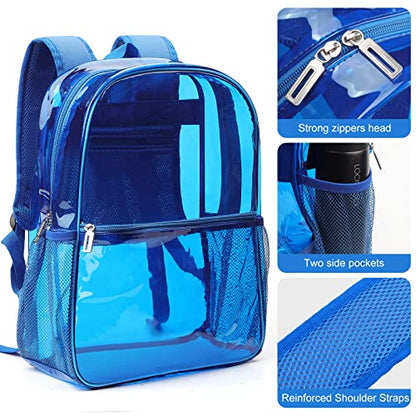 Clear Backpack Heavy Duty TPU Transparent Backpack for Sports,Work,Security Travel. - color: Blue
