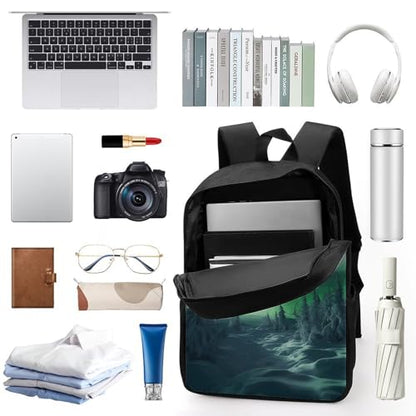 17 Inch Aurora And Cloud Laptop Backpack for Men Women Waterproof Lightweight Travel Backpack Commuter Bag Large Capacity Casual Daypack for Business Trip & Outdoor