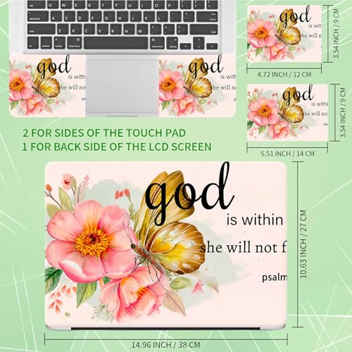 Laptop Skin Sticker Decal, Universal Protective Cover Fit 12 13 14 15.6 Inch Notebook, Reusable Water-Resistant Vinyl Decal w/ 2 Wrist Pads for Business Travel Office, Flower Bible 46-5 - color: Flower Bible 46-5