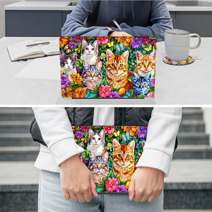 Laptop Skin Sticker Decal 12"-15.6" Universal Laptop/Notebook/Netbook Vinyl - Waterproof Scratch Resistant,Fits HP Dell Lenovo MacBook,2 Free Wrist Pads,Easy Apply & Remove,Colorful Cat - color: Colorful Cat