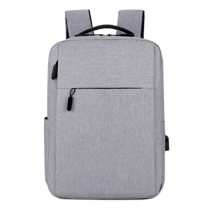 15.6 Inch Minimalist Laptop Backpack for Men Women Water Resistant Business Work Backpack with External USB Charging Port Lightweight Multi Compartment Travel Daypack Grey