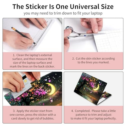 15.6 Inch Laptop Skin Sticker, Reusable Vinyl Cover Protector with 2 Wrist Pad Skins, Removable Waterproof Scratch-Resistant for 12-15.6 Inch Laptop Notebook,Beautiful Tree with Flowers - color: Beautiful Tree With Flowers