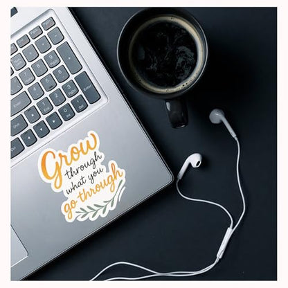 3PCS Inspirational Sticker - “Grow Through What You Go Through” - Motivational Vinyl Decal for Laptop, Water Bottle, Notebook, Journal – Positive Quote Aesthetic Sticker