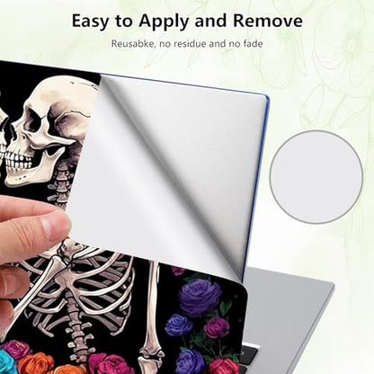 Laptop Skin Sticker Decal, Universal Reusable Vinyl Laptop Cover for 12" 13" 13.3" 14" 15" 15.4" 15.6" Notebook PC, Reusable Waterproof Scratch-Resistant with 2 Wrist Pads,Human Skeleton Skull - color: Human Skeleton Skull