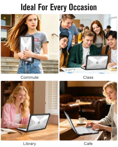 Fintie Rugged Case for MacBook Neo 13 Inch A3404 2026, Clear | Heavy Duty, Fingerprint Resistant, Shock-Absorbing, TPU Bumper, Hard Shell, Snap-On Cover, Work Travel Study Daily Use - color: Clear