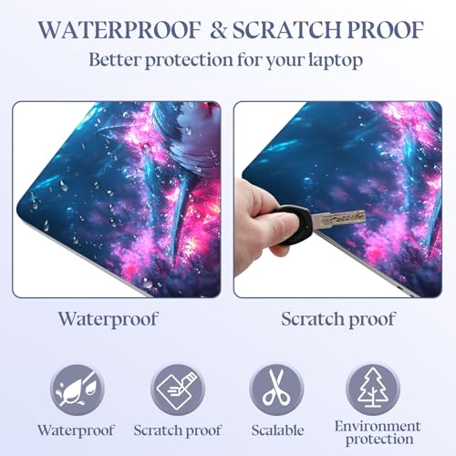 Universal Laptop Skin Sticker Decal,15.6 Inch Laptop Vinyl Cover for 13" 14" 15.6" Laptop,Scratch-Resistant Waterproof Protector Wrap,Reusable with Wrist Pads,Neon Pink Shark - color: Neon Pink Shark