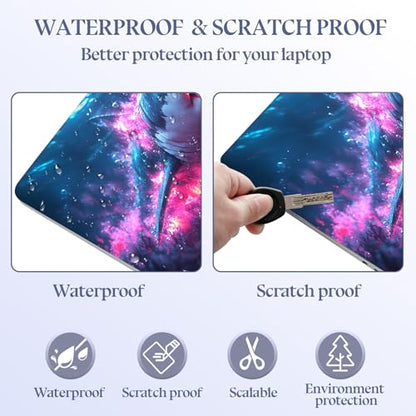 Universal Laptop Skin Sticker Decal,15.6 Inch Laptop Vinyl Cover for 13" 14" 15.6" Laptop,Scratch-Resistant Waterproof Protector Wrap,Reusable with Wrist Pads,Neon Pink Shark - color: Neon Pink Shark