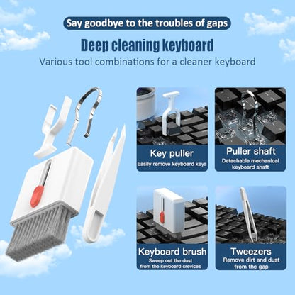 Keyboard Cleaning Kit Laptop Cleaner,Computer Screen Cleaning Brush Tool | 32-in-1 Multi Function PC Electronic Cleaner Kit for iPad iPhone Pro,Earbuds,Camera Monitor-White - color: White1