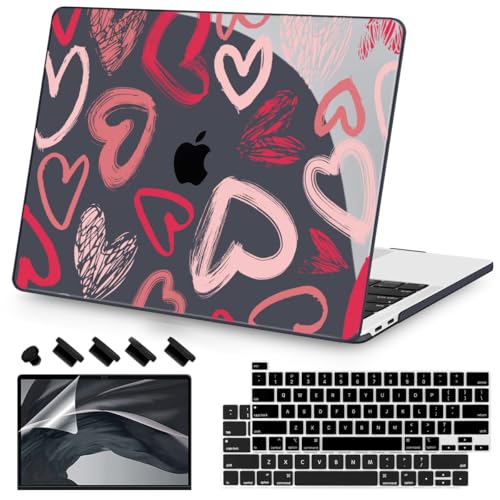 Teryeefi for MacBook Pro 13 inch Case 2025 2024 2022 2021 2019 2018 2017 2016 Release fits Model A2338 M2 M1/A2289/A2251/A2159/A1989/A1706, Design Hard Shell with Keyboard Cover Dust Plug, Heart A002 - color: Heart A002