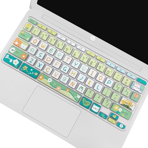 Cute Silicon Keyboard Cover Skin for HP Chromebook 11 x360 11.6", Chromebook 11 G2/G3/G4/G5/G6 EE/G7 EE 11.6’’,HP Chromebook 14-ca 14-ak14-X Series, HP Chromebook 14 G2 G3 G4 G5, Cute Flowers - color: Cute Flowers