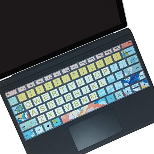 Keyboard Cover Skin for Microsoft Surface Pro 7/6/5, Silicon Protector with Big Letter Design, US Layout, Litter Flowers - color: Litter Flowers