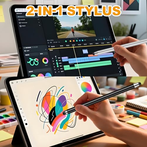 Stylus (3 Pcs), 2-in-1 Stylus Pen for Touch Screen, High Precision and Sensitivity, Suitable for iPad/iPhone/Samsung/Android Smartphone and Tablets, Compatible with All Touch Screen - color: Silvery/Blue/Black