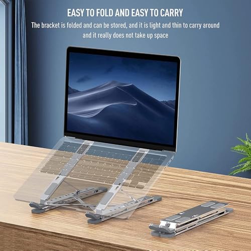 Laptop Stand for Desk, Adjustable Computer Riser with Dual Layer, Portable Foldable Aluminum Notebook Stand Holder Compatible with 13.3-17.3 inch MacBook Dell HP Lenovo, Black - color: Double layer-Black