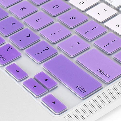 ProElife Keyboard Cover for MacBook Air 13-Inch with Touch ID A2337 M1 | Ombre Purple, U.S. Layout, Non-interference Design for ID Key, Dust-Proof, Silicone Protective Skin, Washable & Reusable - color: Ombre Purple