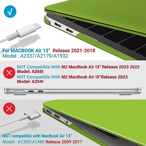 IBENZER Compatible with New MacBook Air 13 inch Case 2022 2021 2020 M1 A2337 A2179 A1932, Plastic Hard Shell Case for Mac Air 13 Retina Display with Touch ID (2018-2022), Avocado Green,AT13AVGN - color: Avocado Green