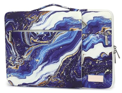 360° Protective Laptop Sleeve Case Bag with 3 Pockets,Handle and Luggage Strap for MacBook Air 13 inch,13.3 inch HP Dell Lenovo Notebook (Blue Marble) - color: Blue Marble, size: 12.5 inch-13.5 inch