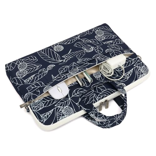 canvaslife Patten Waterproof Laptop Shoulder Messenger Bag Case Sleeve for 14 Inch 15 Inch Laptop Briefcase 15.6 Inch (Blue leaves) - color: Blue Leaves, size: 15 inch/15.6 inch