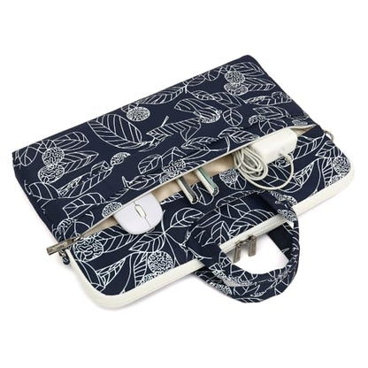 canvaslife Patten Waterproof Laptop Shoulder Messenger Bag Case Sleeve for 14 Inch 15 Inch Laptop Briefcase 15.6 Inch (Blue leaves) - color: Blue Leaves, size: 15 inch/15.6 inch