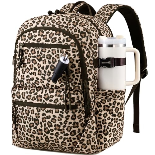 LOVEVOOK Laptop Backpack with Cute Pendant,18.4 Inch Travel Work Backpack Computer Laptop Bag with Large Cup Holder,Waterproof Nurse Teacher College Backpack Purse,Gifts for Women & Men, Leopard print - color: Leopard Print, size: 18 Inch