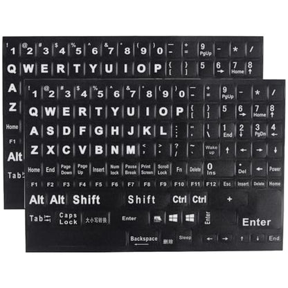 2 Pack English Keyboard Stickers Big Letter Full Set (120 Pcs), Universal PC Computer Laptop Desktop Keyboard Replacement English Keyboard Stickers, Black Background with White Lettering - color: English /Black letters