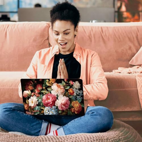 SSUPERDANT Laptop Skin Sticker Vintage Flower Laptop Decals Personalized Universal Notebook Computer Wrap Vinyl Skin Stickers Cover Art Decal Removable 12-15.6 Inch Scratch-Resistant Gifts Pink Green