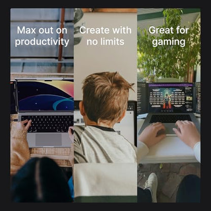 16” Pro Duo – 2K IPS Portable Dual Screen Extender, 144Hz, 100% DCI-P3, Compatible with MacBook M1/M2/M3 & Windows, HDMI/USB-C, Ideal for Gaming and Professional Use | Dual 16-inch 2K screens, 144Hz refresh rate, 100% DCI-P3 colour, 500 nits, 3ms response