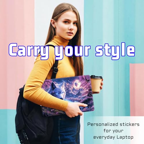 Universal Laptop Skin Sticker Decal, Compatible with MacBook HP Dell Lenovo 12"-15.6", Reusable Vinyl Notebook Cover 3PCS Set, High-Recognition Film-Galaxy Wolf Moon - color: Galaxy Wolf Moon