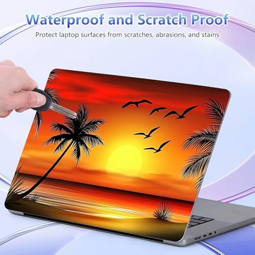 Laptop Skin Sticker Decal Cover,Sunset with Palm Trees | DIGTIALL Universal Laptop Skin Sticker, Waterproof Removable Notebook Decal Protector Cover for 12 13 14 15 Inch Laptops - color: Sunset With Palm Trees