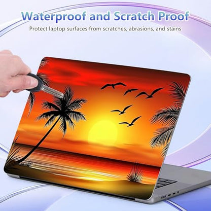 Laptop Skin Sticker Decal Cover,Sunset with Palm Trees | DIGTIALL Universal Laptop Skin Sticker, Waterproof Removable Notebook Decal Protector Cover for 12 13 14 15 Inch Laptops - color: Sunset With Palm Trees