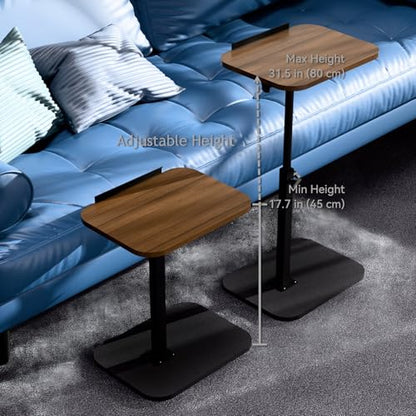 Foldable End Table,17"-31" Adjustable Height,Swivel and Turnable Desktop,TV Tray,Side Table for Small Spaces,Black Walnut (Black Walnut, 15.7" x 11.8") - color: Black Walnut, size: 15.7" x 11.8"