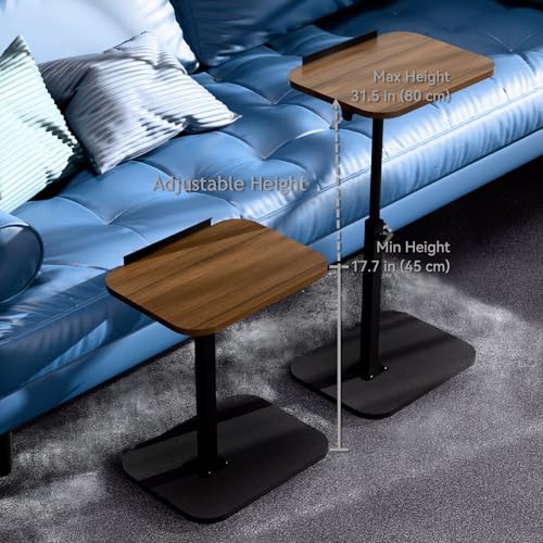 Foldable End Table,17"-31" Adjustable Height,Swivel and Turnable Desktop,TV Tray,Side Table for Small Spaces,Black Walnut (Black Walnut, 15.7" x 11.8") - color: Black Walnut, size: 15.7" x 11.8"