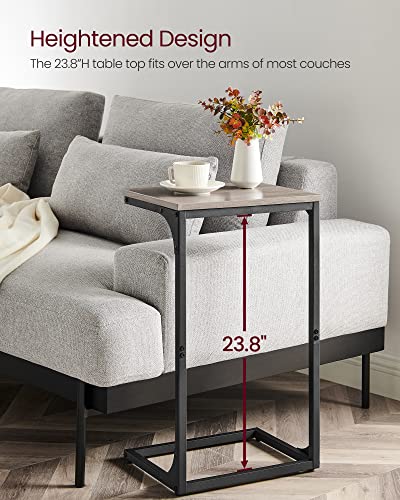 VASAGLE C-Shaped End Table, Side Table for Sofa, Couch Table with Metal Frame, Small TV Tray Table for Living Room, Bedroom, Greige and Black ULET353B02 - color: Greige + Black