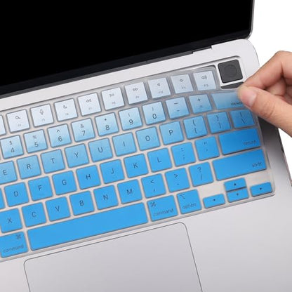 2 Pack Keyboard Cover for 2026-2021 MacBook Pro 14" 16" M5 M4 M3 M2 M1 Pro/Max, 2026-2023 MacBook Air 13" 15" M5 M4 M3 M2, Keyboard Skin for 14.2" 16.2" MacBook Pro /13.6" 15.3" US-Ombreblue - color: Ombreblue+TPU