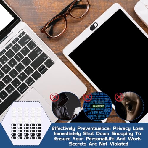 JJUNW 50 Pcs Webcam Cover Slide, 0.023 Inch Ultra-Thin Universal Laptop Camera Cover Slide Webcam Cover for Laptop, Computer(White+Black) - color: White+Black
