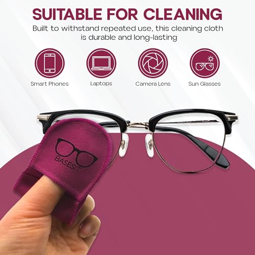 Finger Grip Eyeglass Cleaner (4 Pack) – Premium Microfiber Glasses Cleaning Cloth for Eyeglasses, Sunglasses, Phone Screen & Camera Lens (Rose/Green) - color: Rose/Green