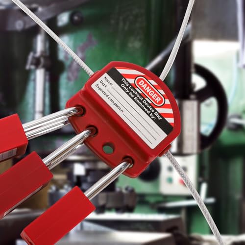 WUWEOT 2 Pack Lockout Tagout Cable Lock, 10ft Adjustable Loto Steel Cable, 4 Key Hole Lockout Tag Out Cable Lock with Vinyl Coated for Out of Service, Repair Management, OSHA Compliant