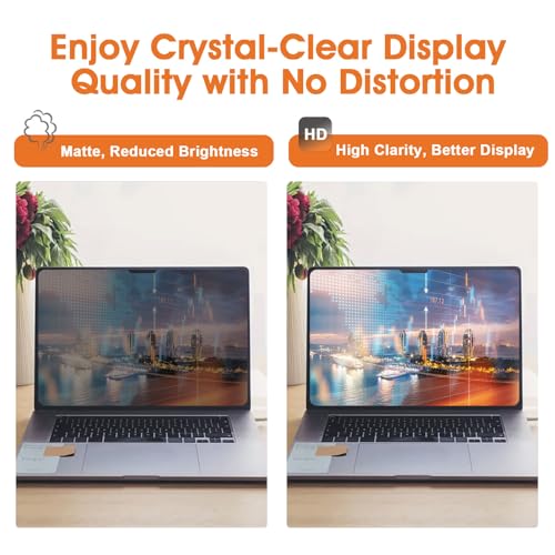 Magnetic Laptop Privacy Screen 16 Inch 16:10 Display- Removable Anti-Glare Blue Light Filter, Computer Privacy Screen Shield, Not for 16.1'' Laptops