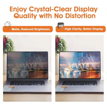 Magnetic Laptop Privacy Screen 16 Inch 16:10 Display- Removable Anti-Glare Blue Light Filter, Computer Privacy Screen Shield, Not for 16.1'' Laptops
