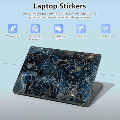 Universal Laptop Skin Sticker with 2 Wrist Pad Skins, Waterproof Scratch Resistant Vinyl Laptop Cover Decal, Cut to Fit for 11–15.6 Inch MacBook HP Dell Lenovo, Cosmic Constellation - color: Cosmic Constellation
