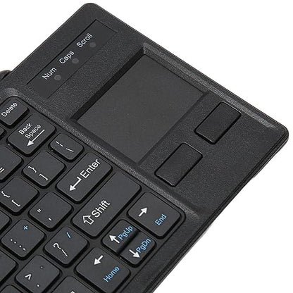 Ultra Thin Mini Compact Wired Keyboard with Touchpad and USB Hub, Scrolling, Plug and Play, Keys for Industrial Applications