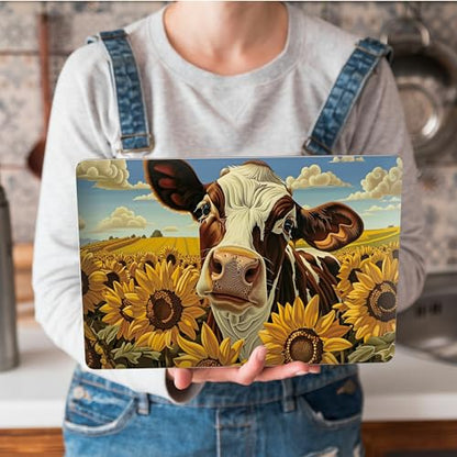 Universal Laptop Skin Sticker with 2 Wrist Pad Skins, Waterproof Scratch Resistant Vinyl Laptop Cover Decal, Cut to Fit for 11–15.6 Inch MacBook HP Dell Lenovo, Cow Sunflowers - color: Cow Sunflowers